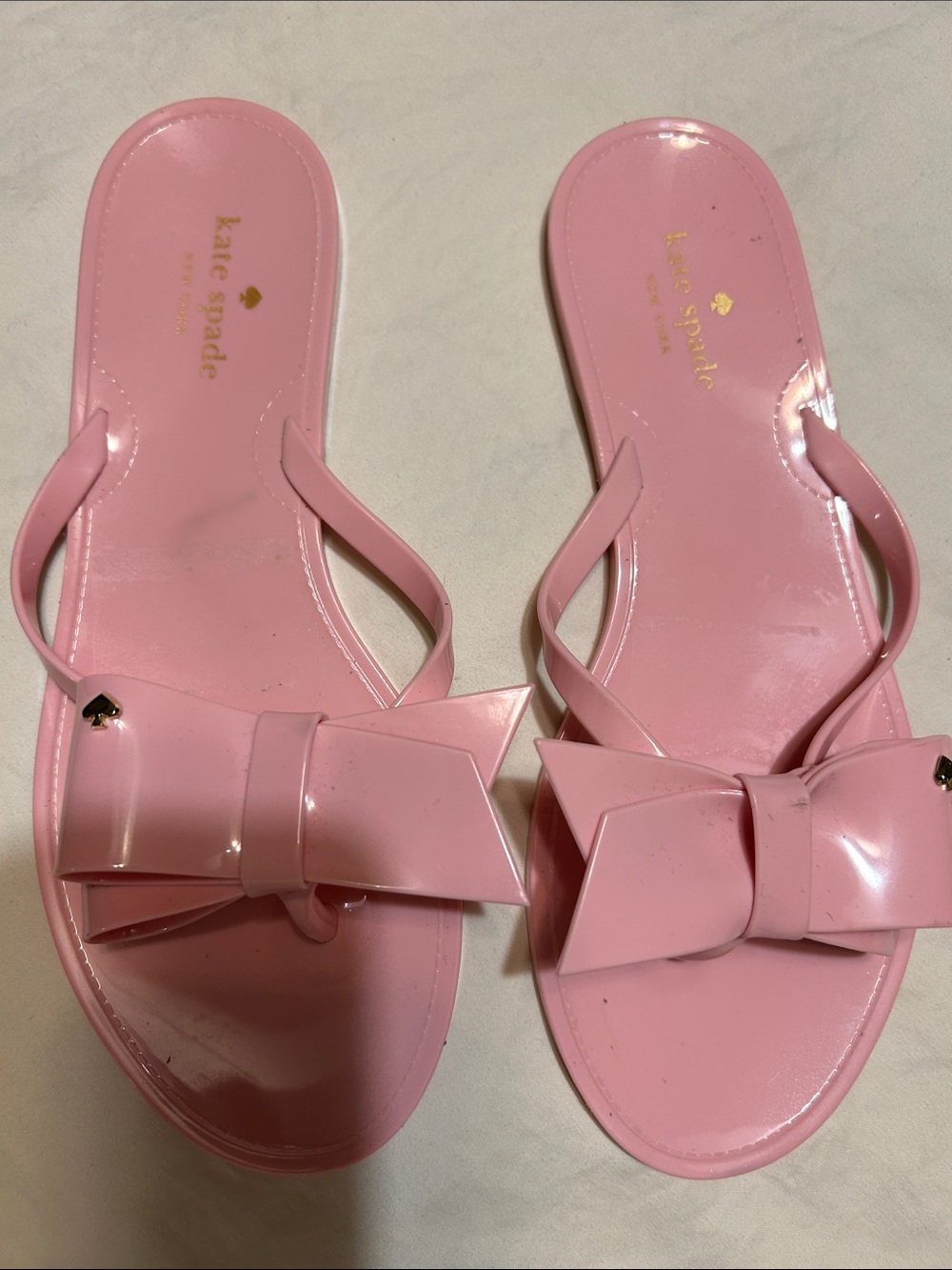 kate spade New York Pink Bow Jelly Slide Sandals - Picture 1 of 8